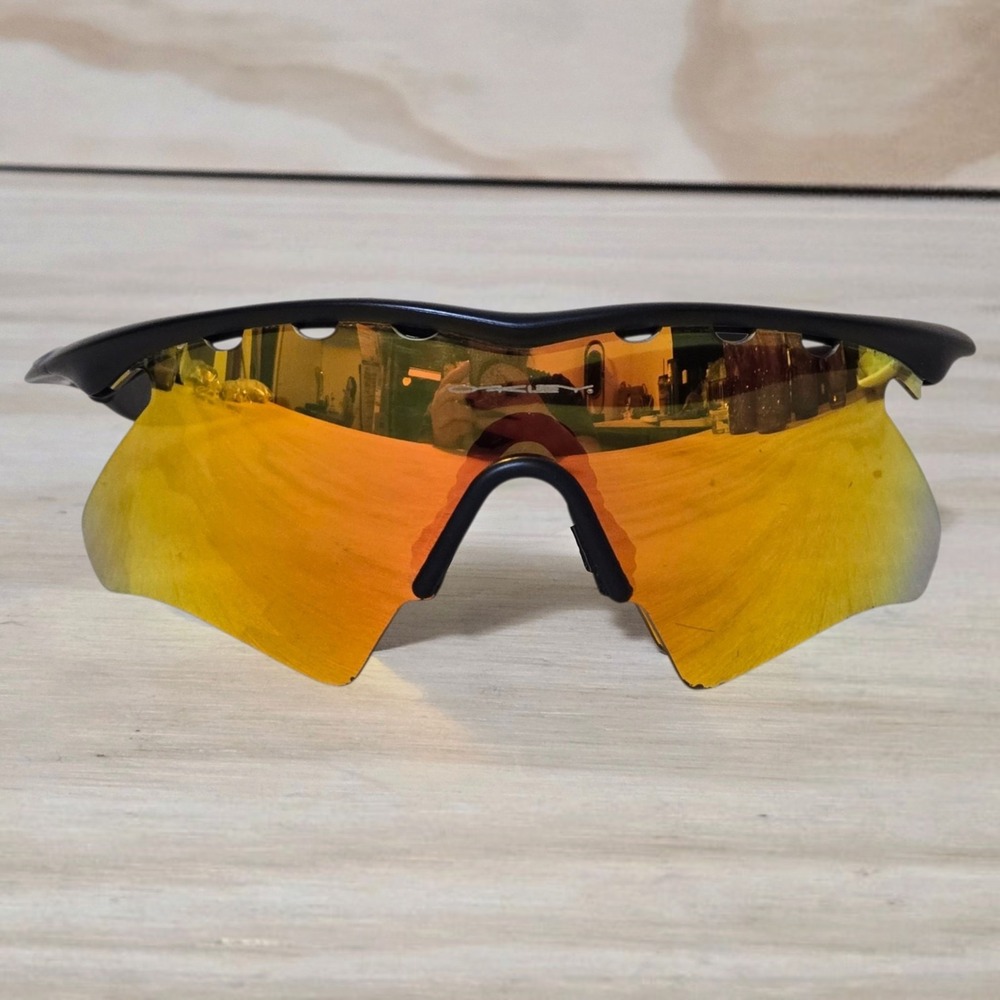 Oakley M Frame Jet Black Fire Iridium Sweep Vented Lens Silver Icons RARE